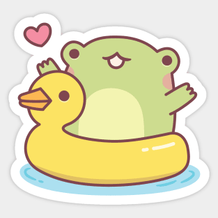 Cute Frog With Ducky Pool Float Sticker